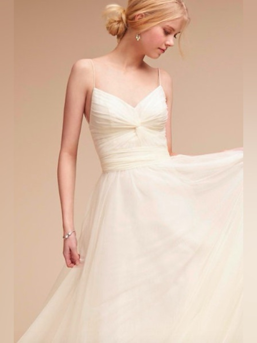Watters Ivory Spaghetti-Strap Tulle Wedding Gown - Picture 2 of 9